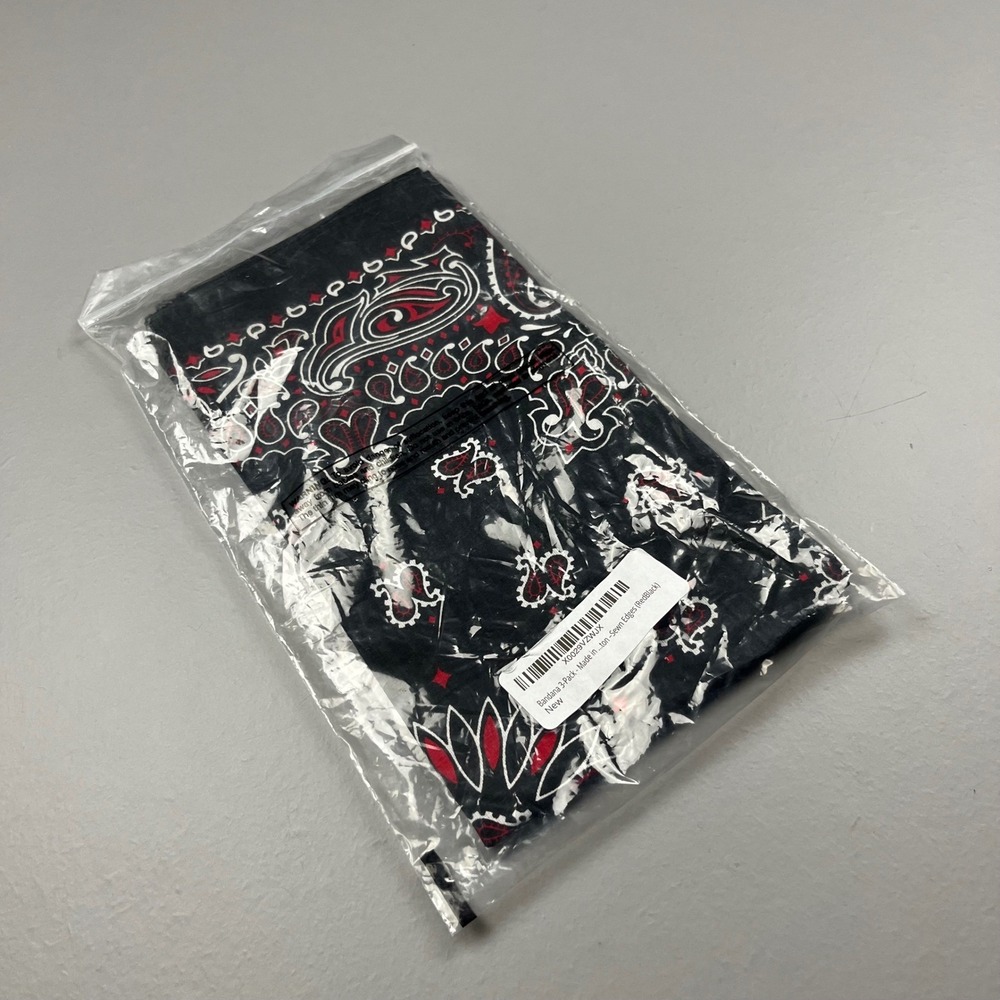 Hav-A-Hank Bandana 3-Pack Unisex OS Black Red Paisley 100% Cotton Made in USA